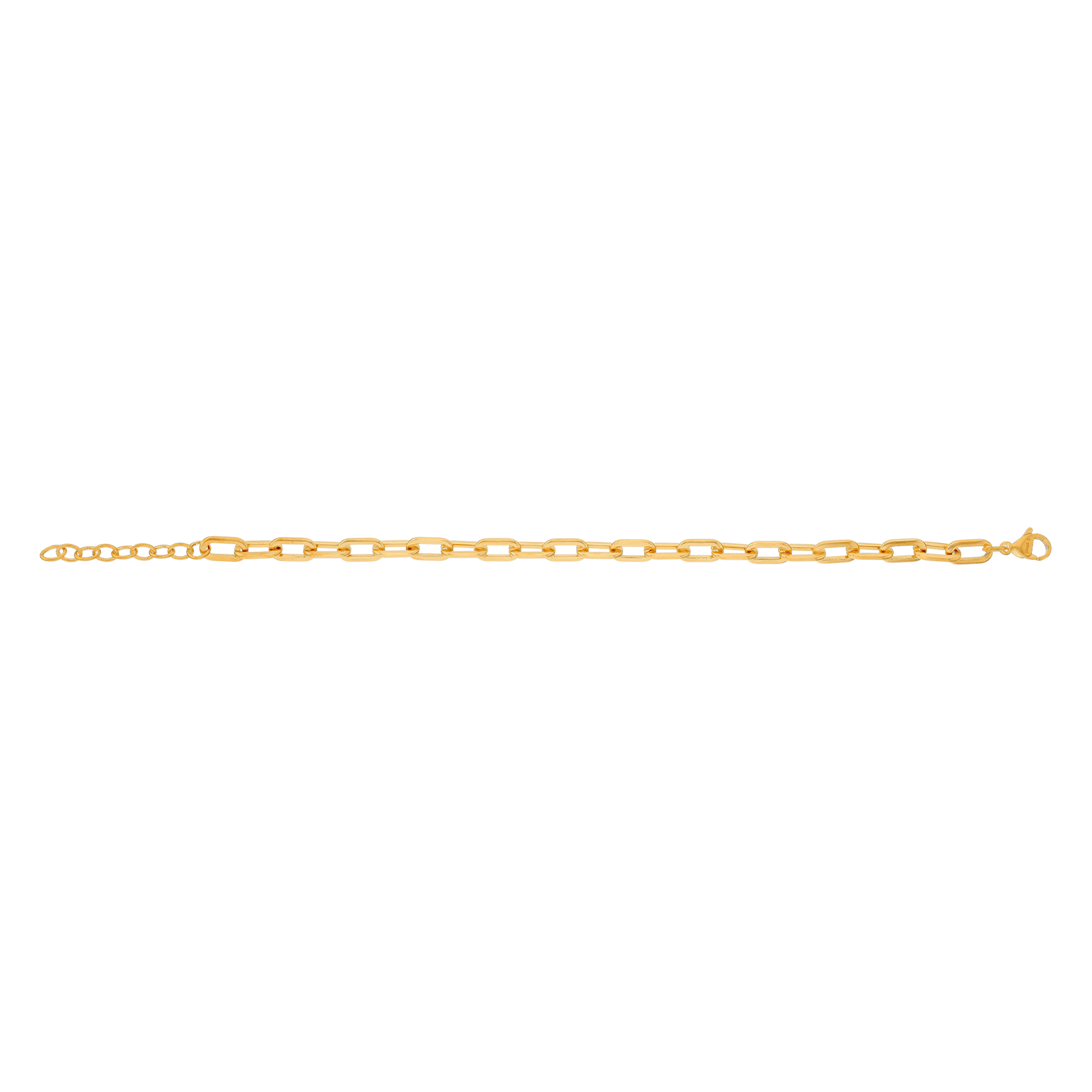 Bracelet Callas en acier doré maille trombone, 17 cm avec rallonge de 3 cm