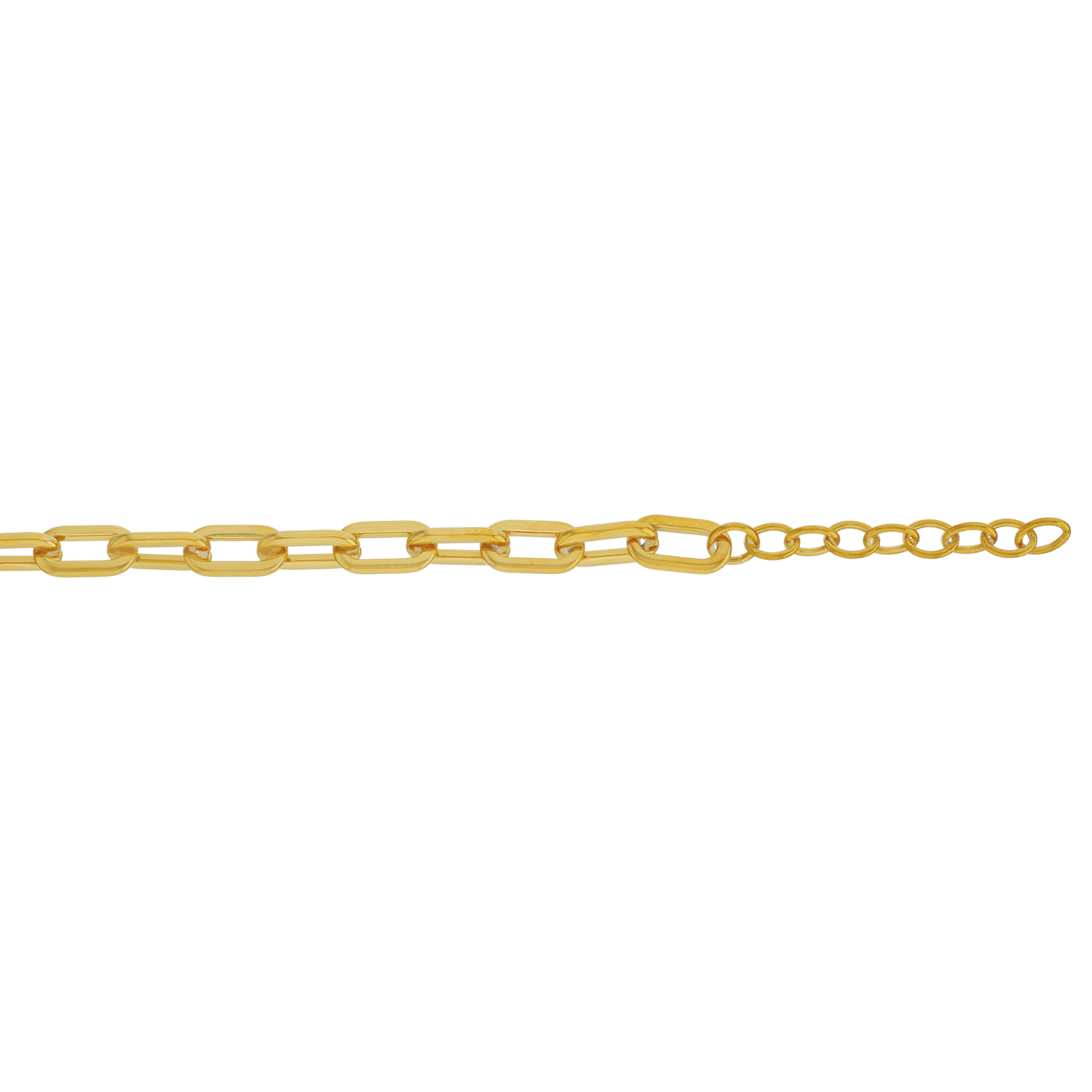Bracelet Callas en acier doré maille trombone, 17 cm avec rallonge de 3 cm