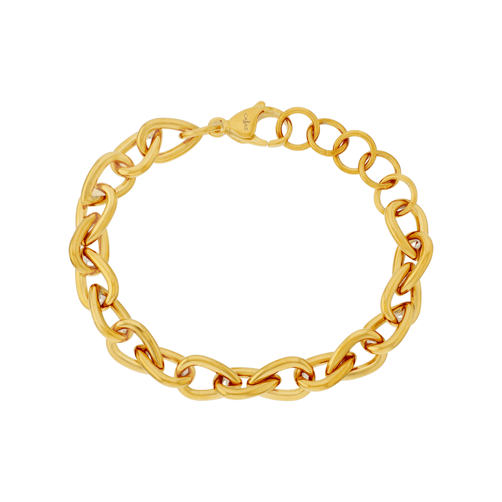 Bracelet Callas en acier doré maille infini, 18 cm avec rallonge de 3 cm