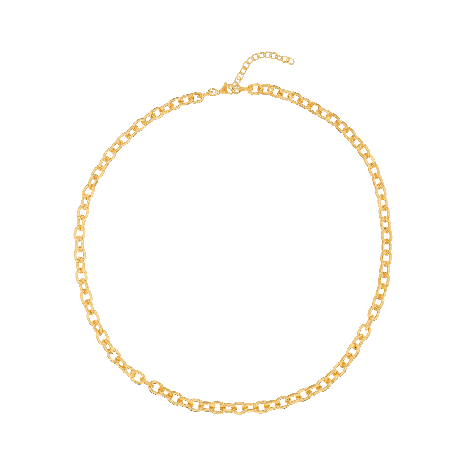 Collier Callas en acier doré maille forçat lisse, 60 cm