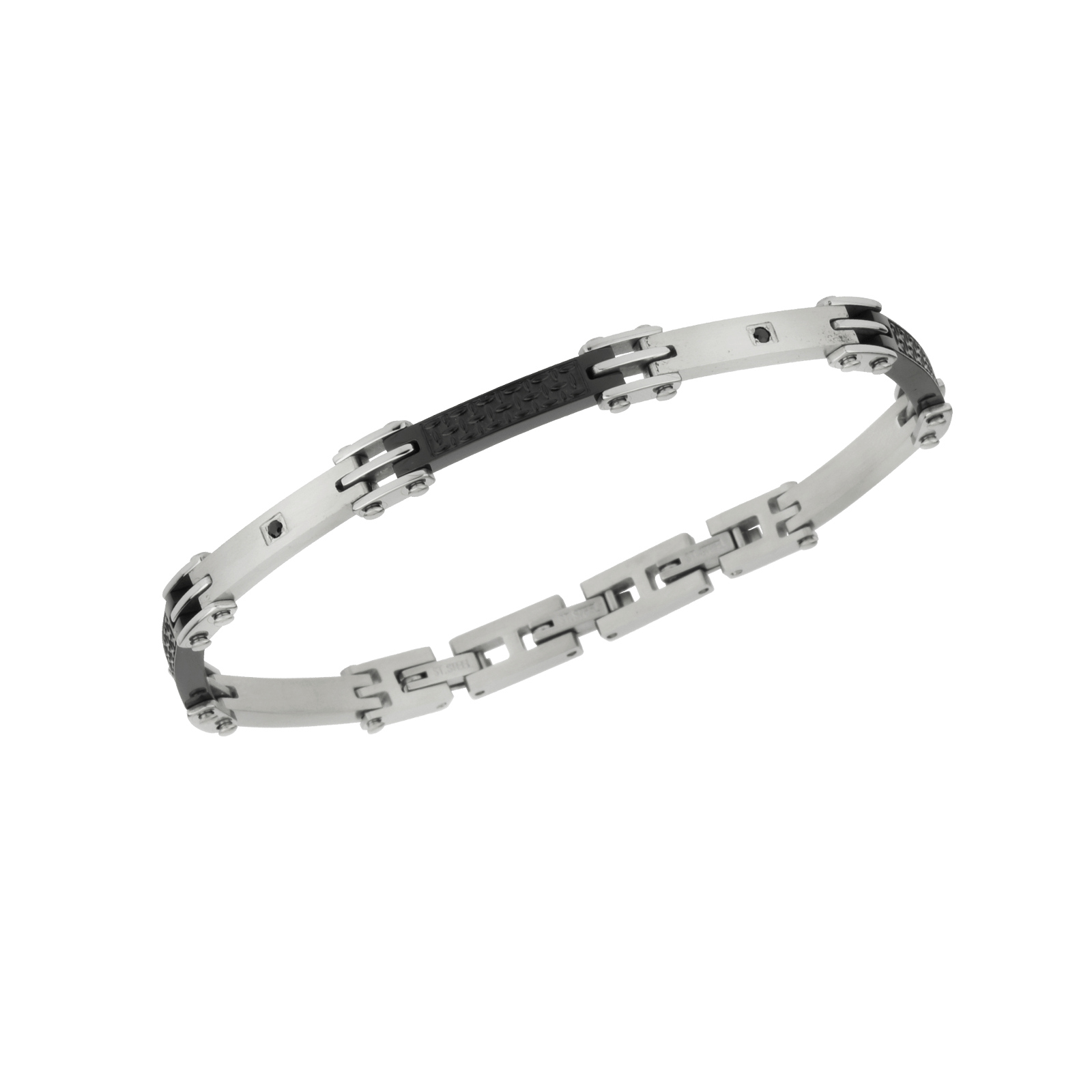 Bracelet Acier Bicolore Zirconium Teinté 6.5mm 18A20cm
