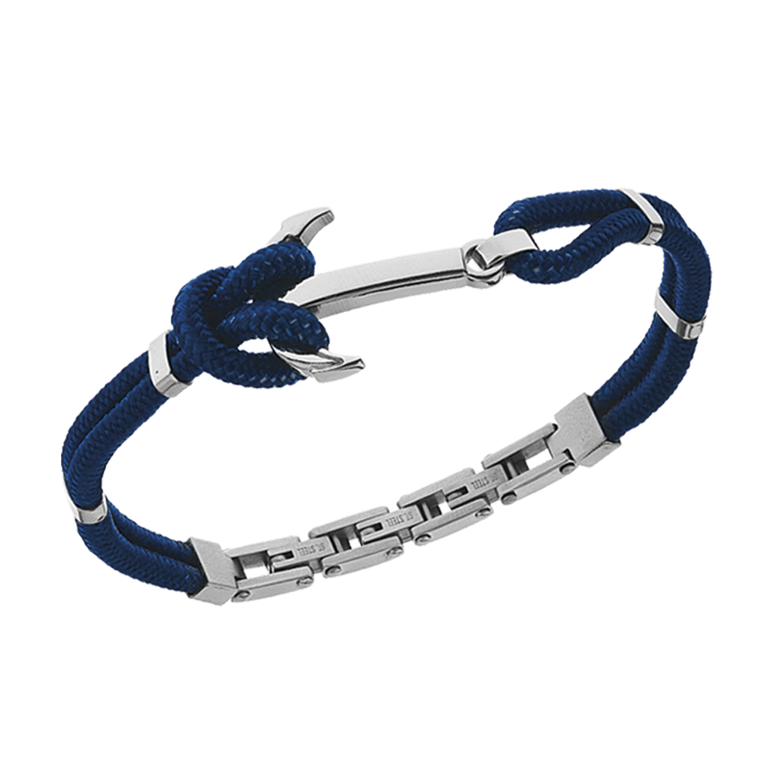 Bracelet Callas en coton bleu avec ancre en acier