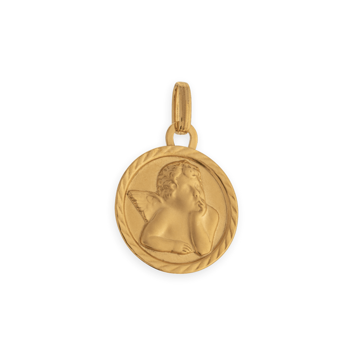 Médaille Or 375 Ange Entourage Fantaisie 13*19mm Avec Bélière