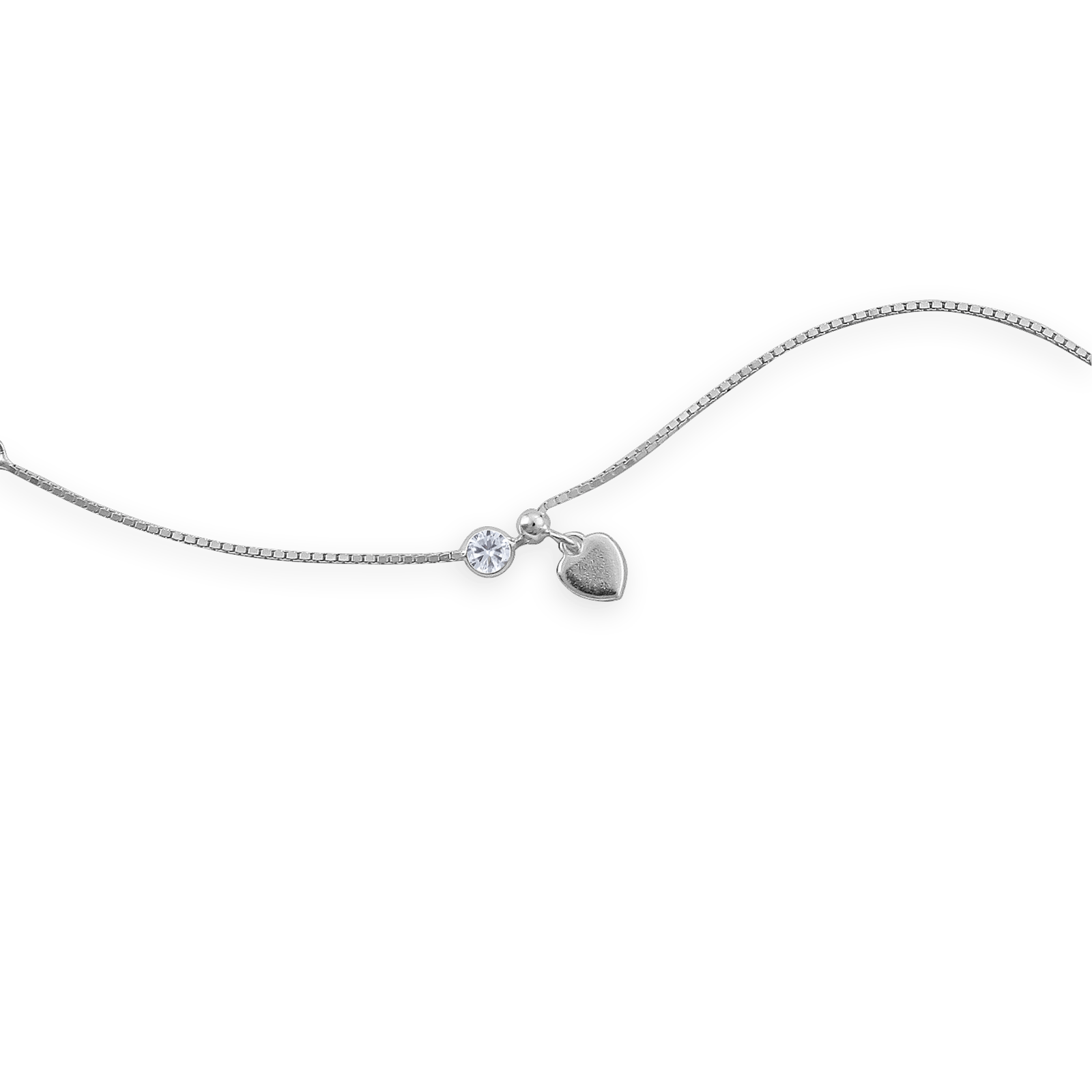 Chaîne Cheville Argent925 Coeur Et Zirconium