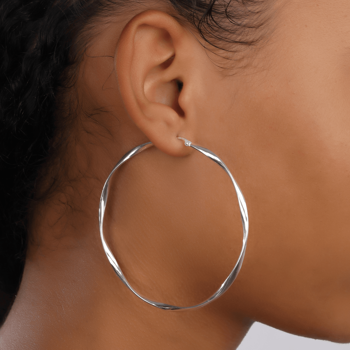 Créoles Argent 925 Torsadées 60m Tube 2.7mm