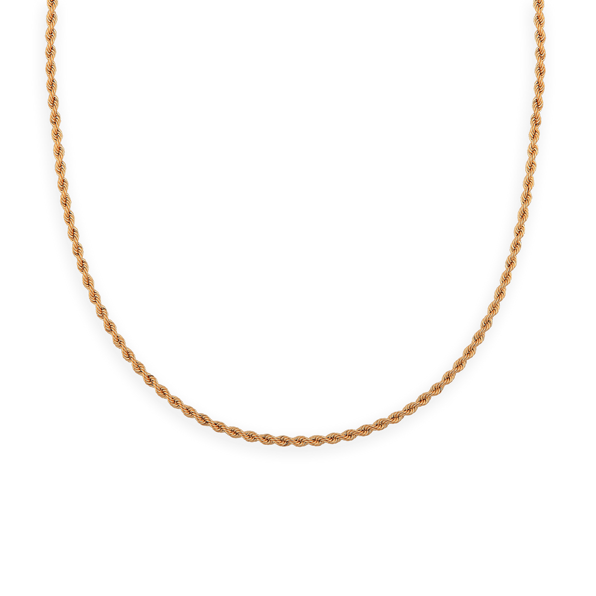 Collier Chaîne Or 750 Maille Corde Creux 2.1mm 45cm