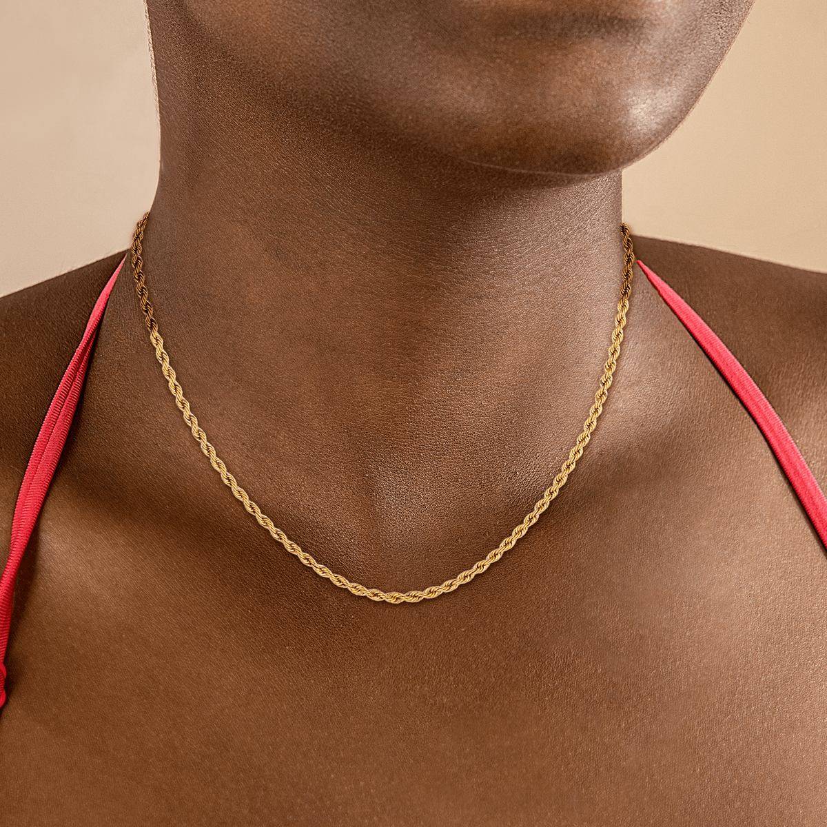 Collier Chaîne Or 750 Maille Corde Creux 2.1mm 45cm