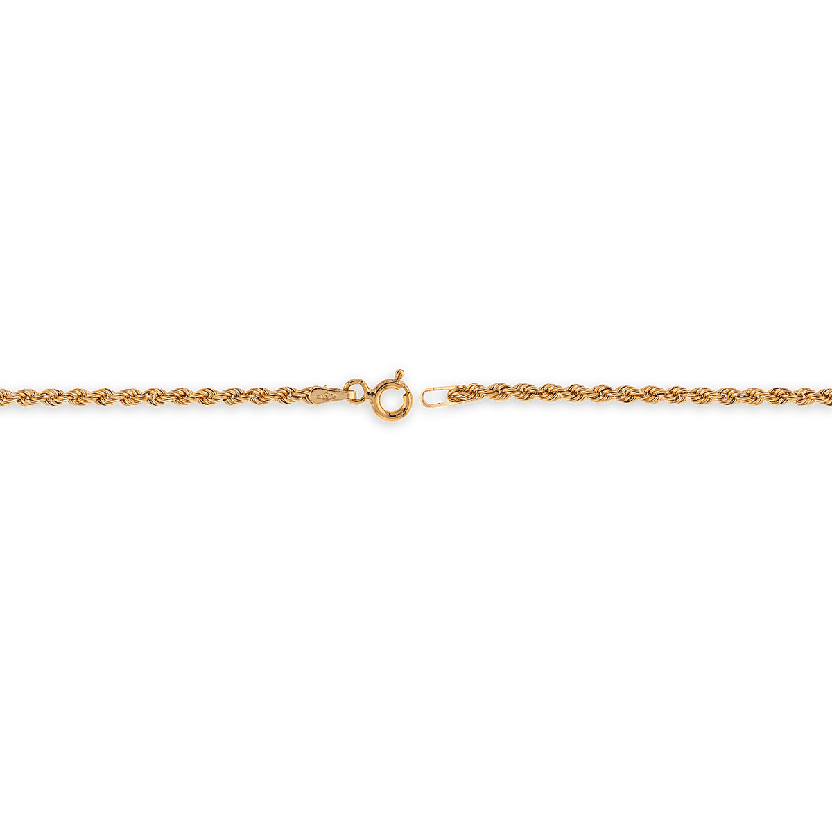 Collier Chaîne Or 750 Maille Corde Creux 2.1mm 45cm