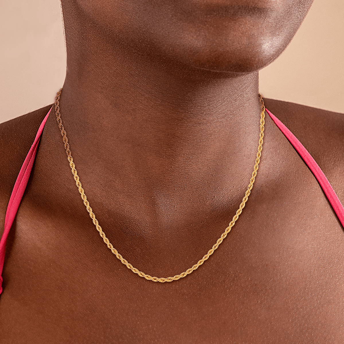 Collier Or 750 Maille Corde Légère 2.1mm 50cm