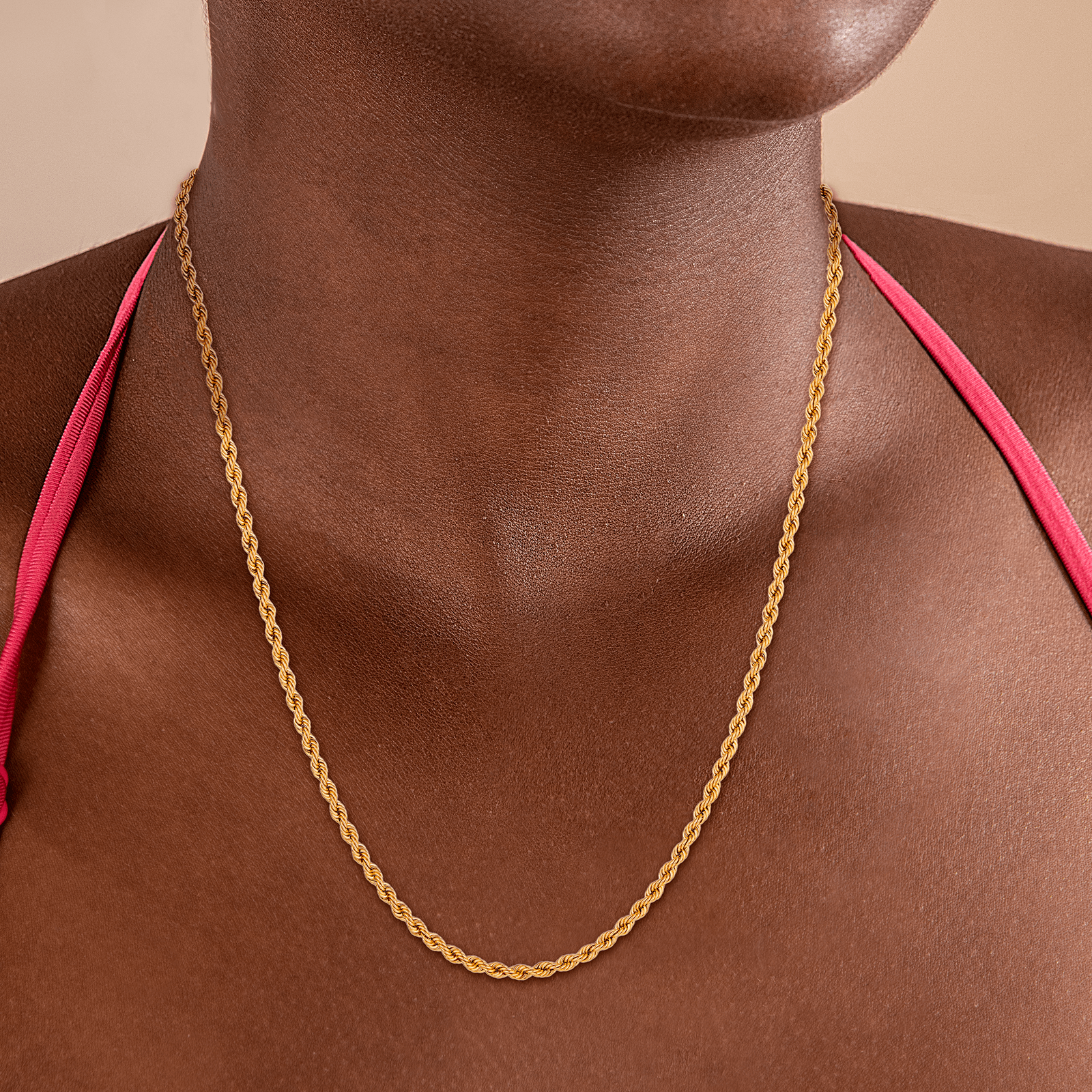 Collier Or 750 Chaîne Maille Corde Creux 2.1mm 60cm Or 750