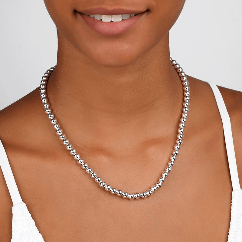 Collier Argent 925 Boules 6mm 45cm