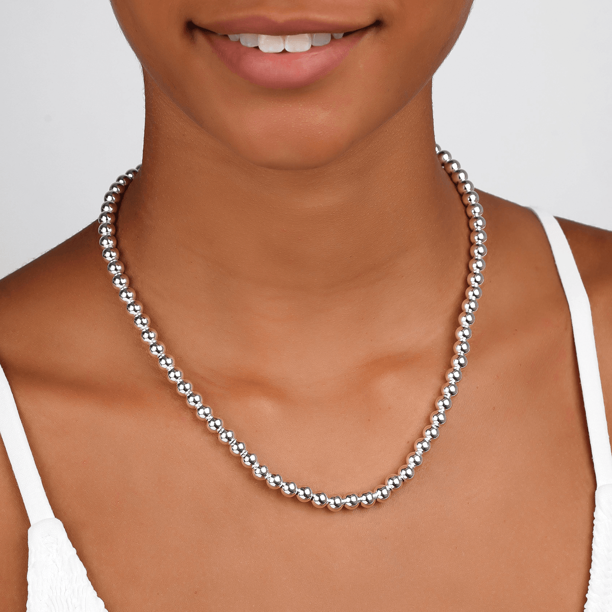 Collier Argent 925 Boules 6mm 45cm