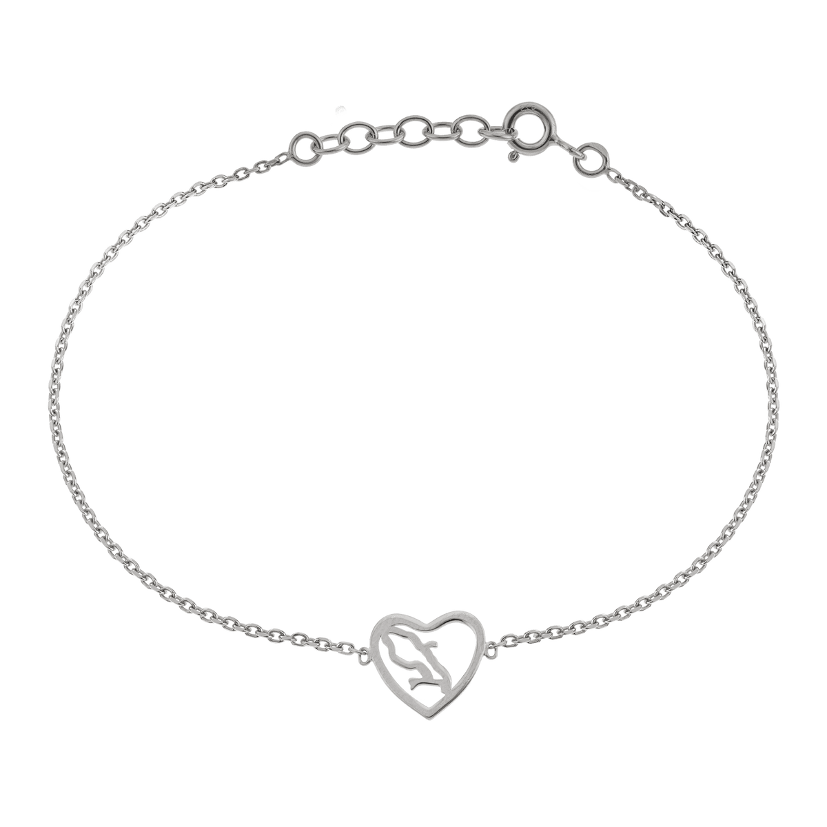Bracelet Argent 925 Cœur Carte Martinique 10mm 18 à 20cm