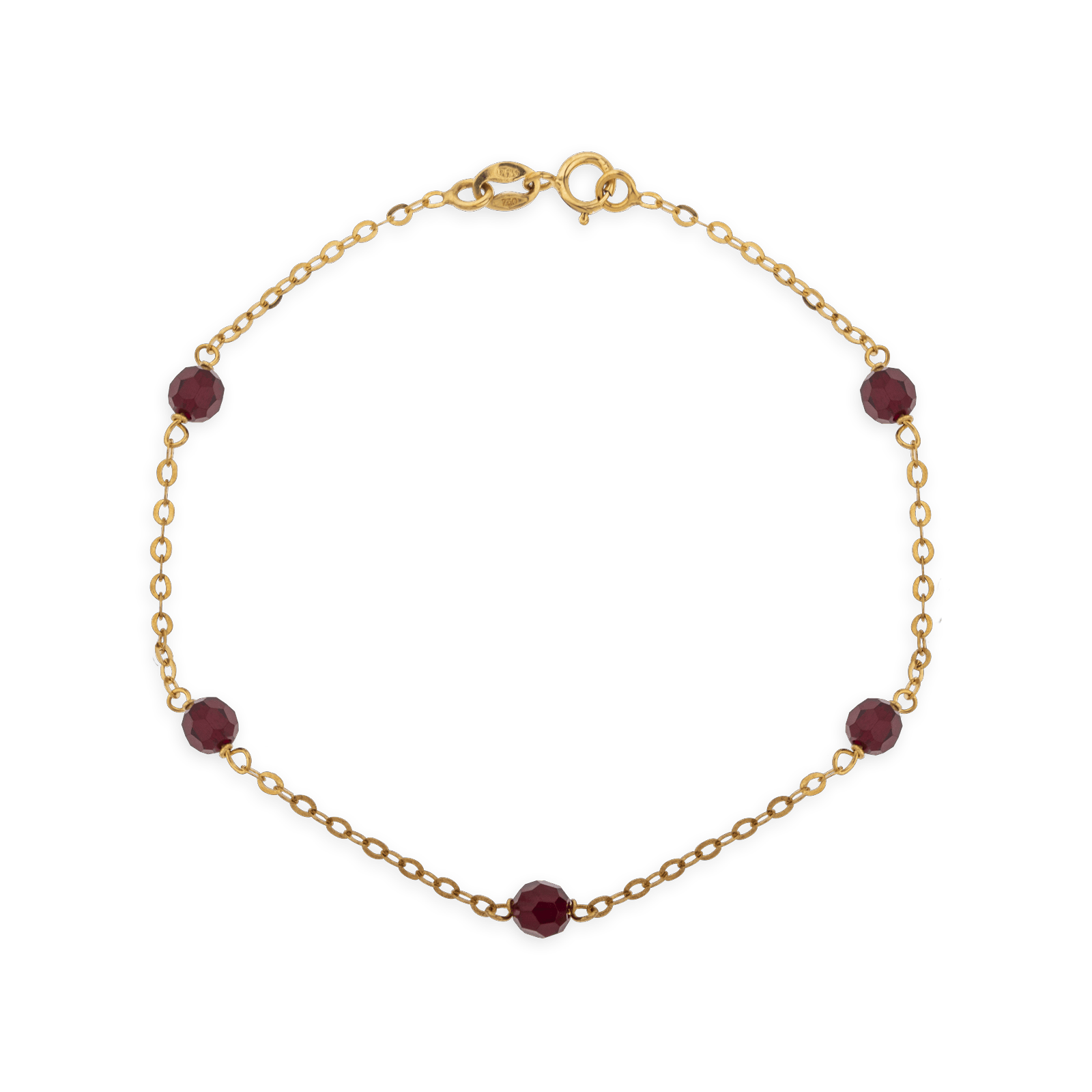 Bracelet bracelet plaque fine /plongeur forçat clair + 5 grenats 19cm