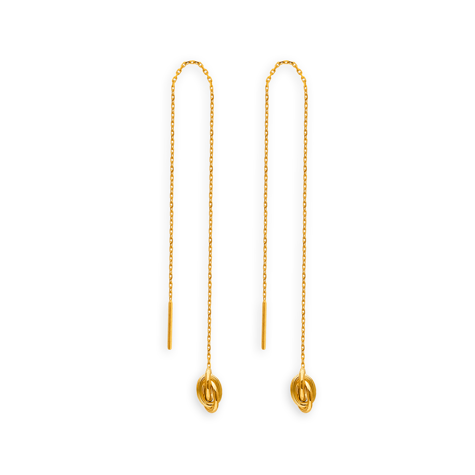 Boucles d'oreilles OR 750 pendant et nœud forçat 6mm