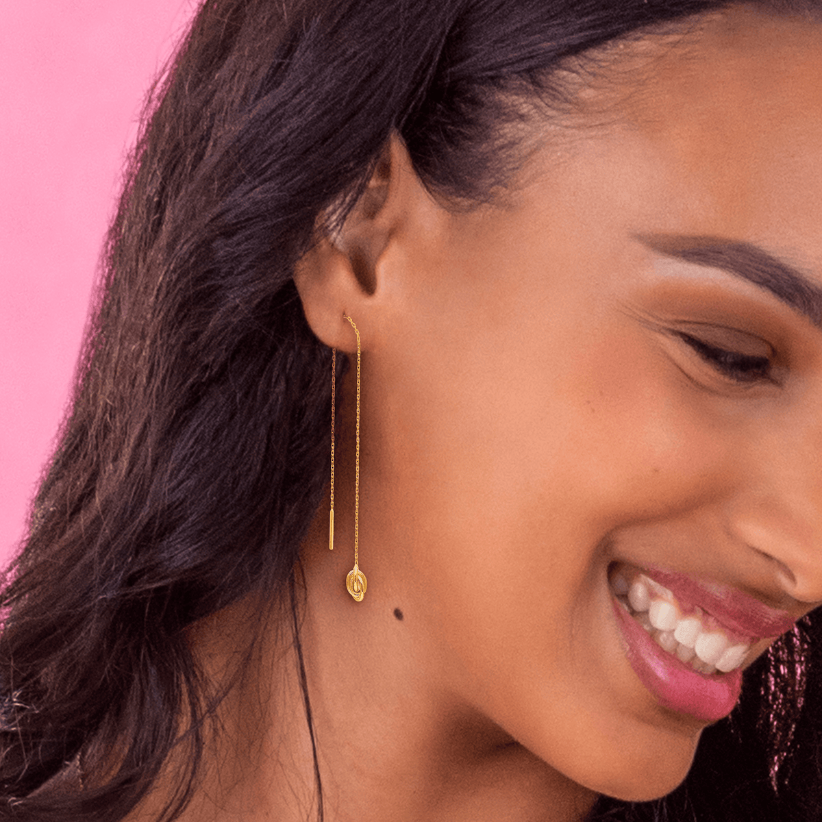 Boucles D'oreilles Or 750 Pendant 90mm Nœud Forçat Antillais 6mm