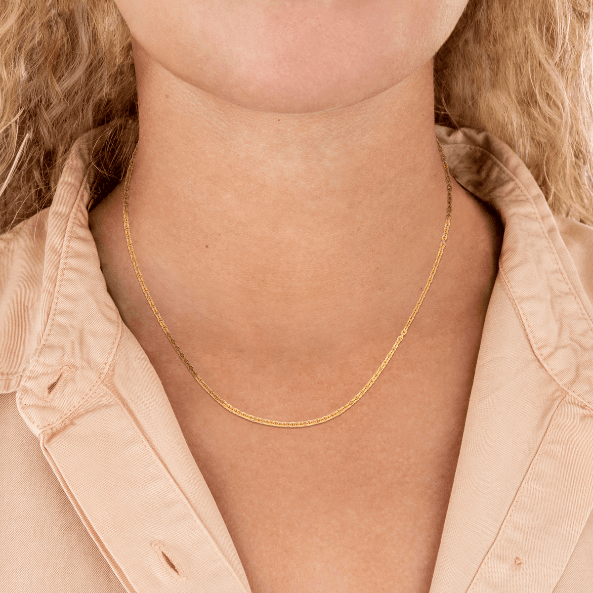 Collier chaîne or maille forçat miroir allégé