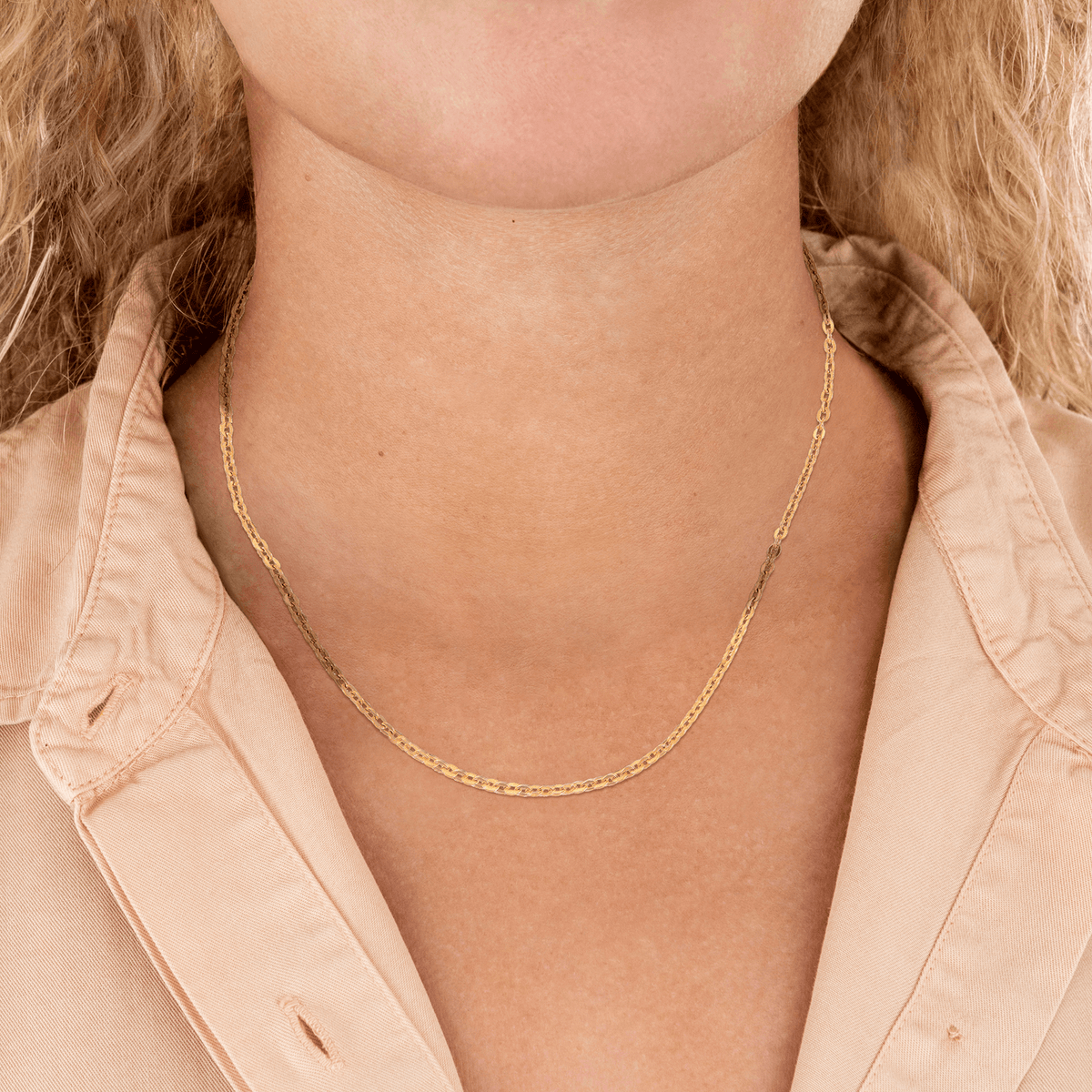 Collier chaîne or maille forçat miroir allégé