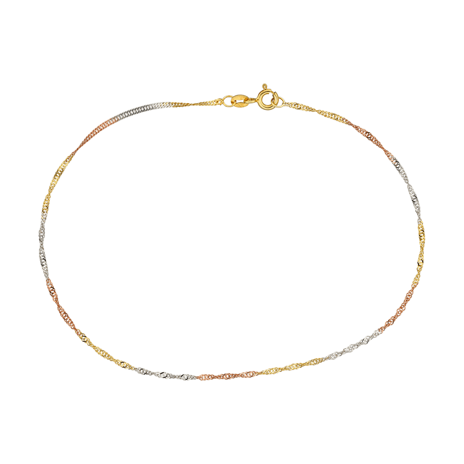 Chaîne cheville singapour tricolore 1.5mm 25cm