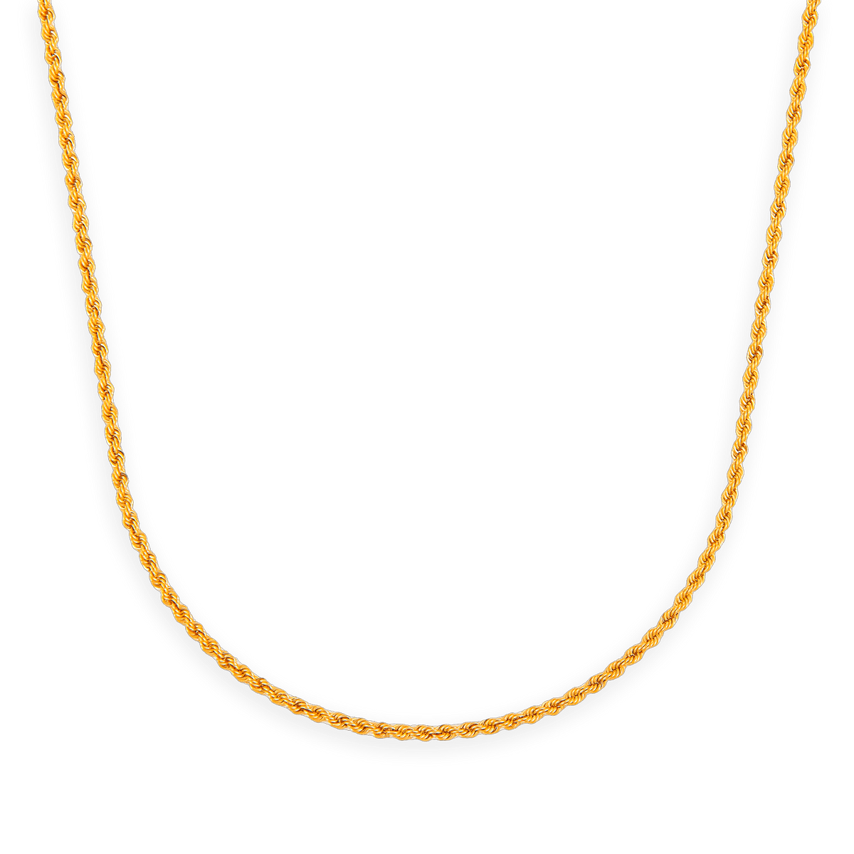 Collier Chaîne Or 750 Maille Corde Creux 1.6mm 45cm