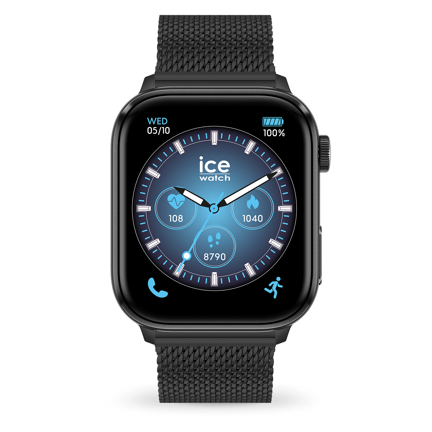 Ice Watch ICE smart 3.0 — Noir, bracelet milanais, écran AMOLED 1,78", GPS