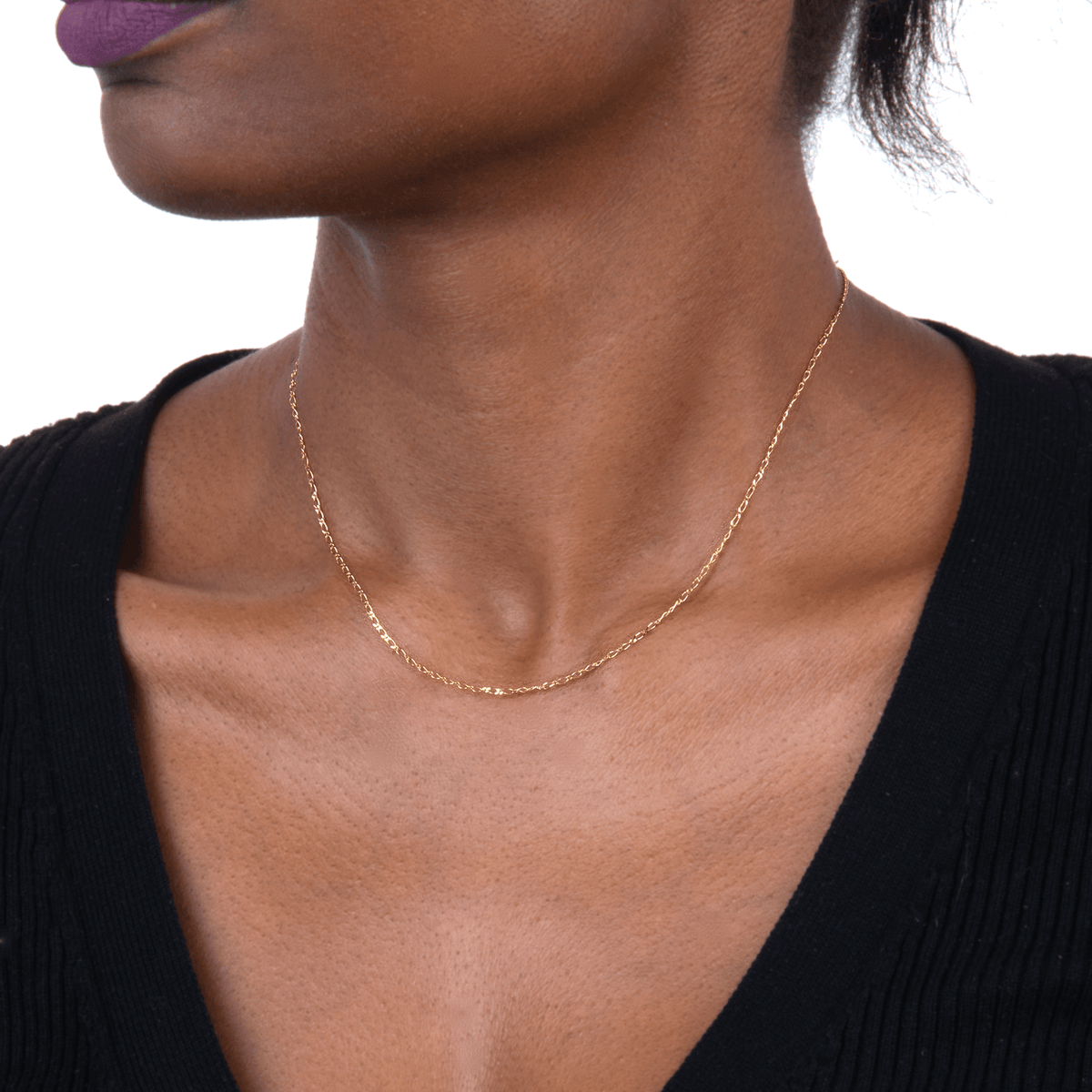 Collier Chaîne Or 375 Maille Cheval Alterné Diamanté 0.8mm 40cm