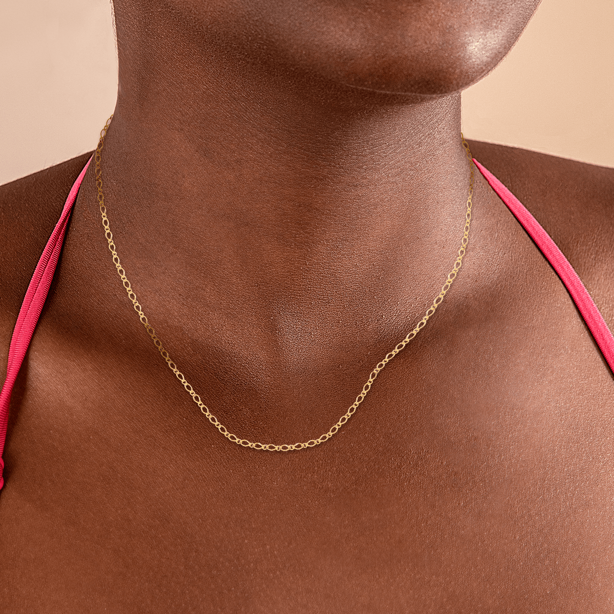 Collier Chaîne Or 375 Maille Cheval Alterné Diamanté 0.8mm 45cm