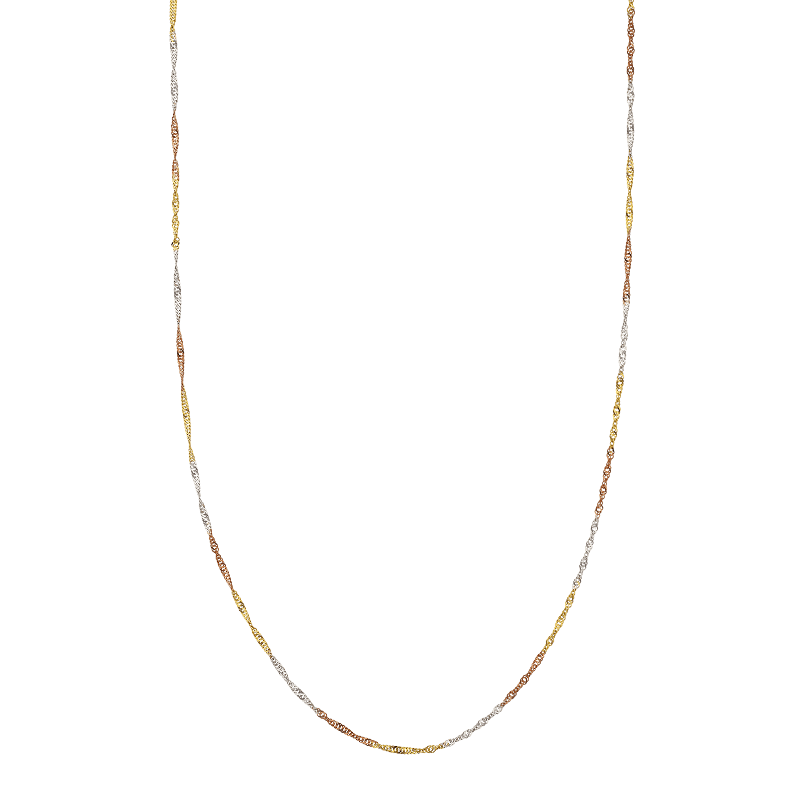 Collier singapour tricolore 1.5 millimètres 45 centimètres