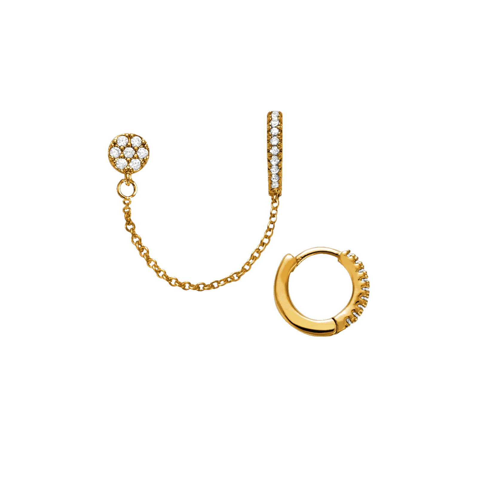 Créole chaînette plaqué or et boucle d'oreille zirconium