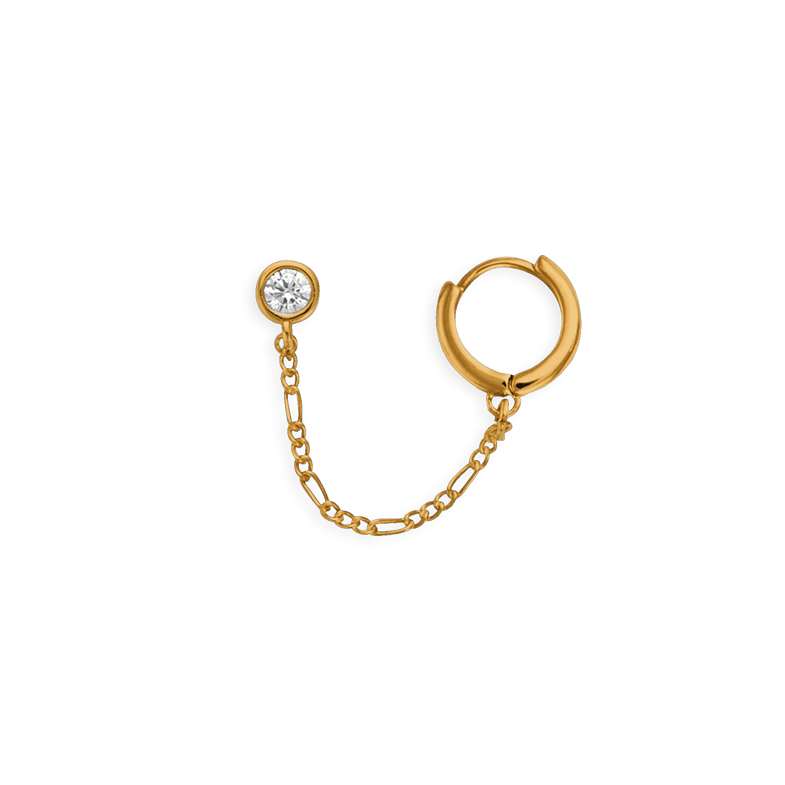 Créole chaînette plaqué or et boucle d'oreille zirconium