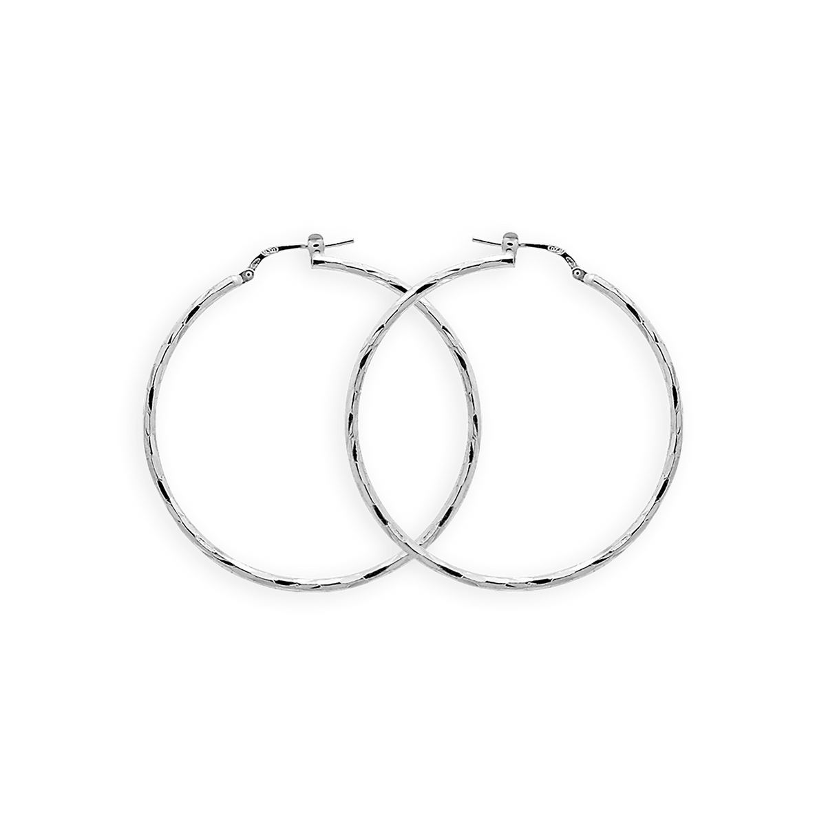 Créoles Argent 925 Diamantées 40mm Tube 1.5mm