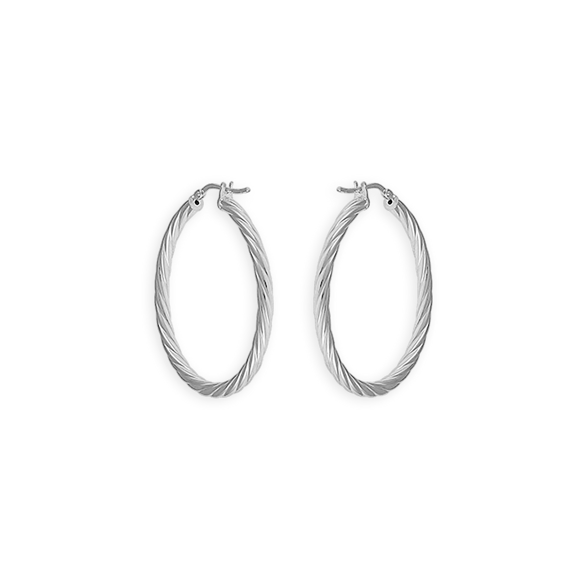 Créoles Argent 925 Torsadées 34mm Tube 3mm