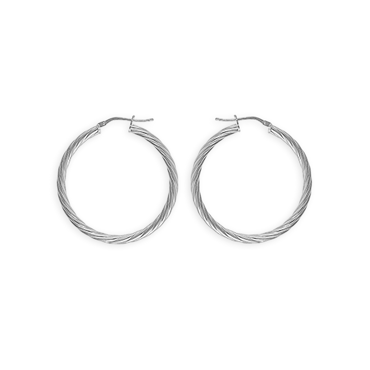 Créoles Argent 925 Torsadées 34mm Tube 3mm
