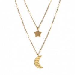 Collier Double Chaine Lune...