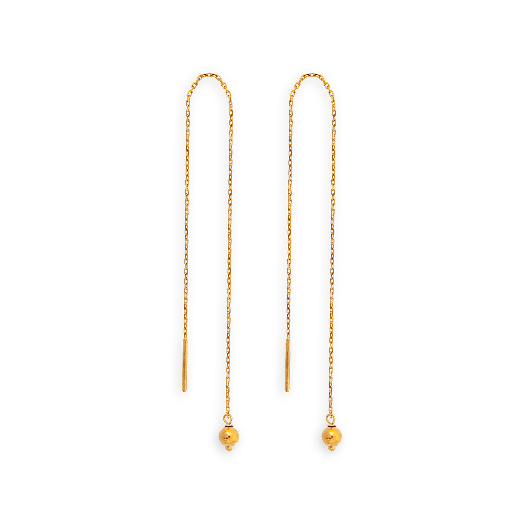 Boucles d'oreilles OR 750 pendant et grain d'or 3mm