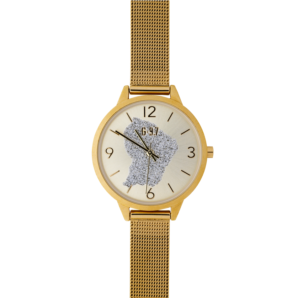 montre dame g97 bracelet maille milanaise acier doré
