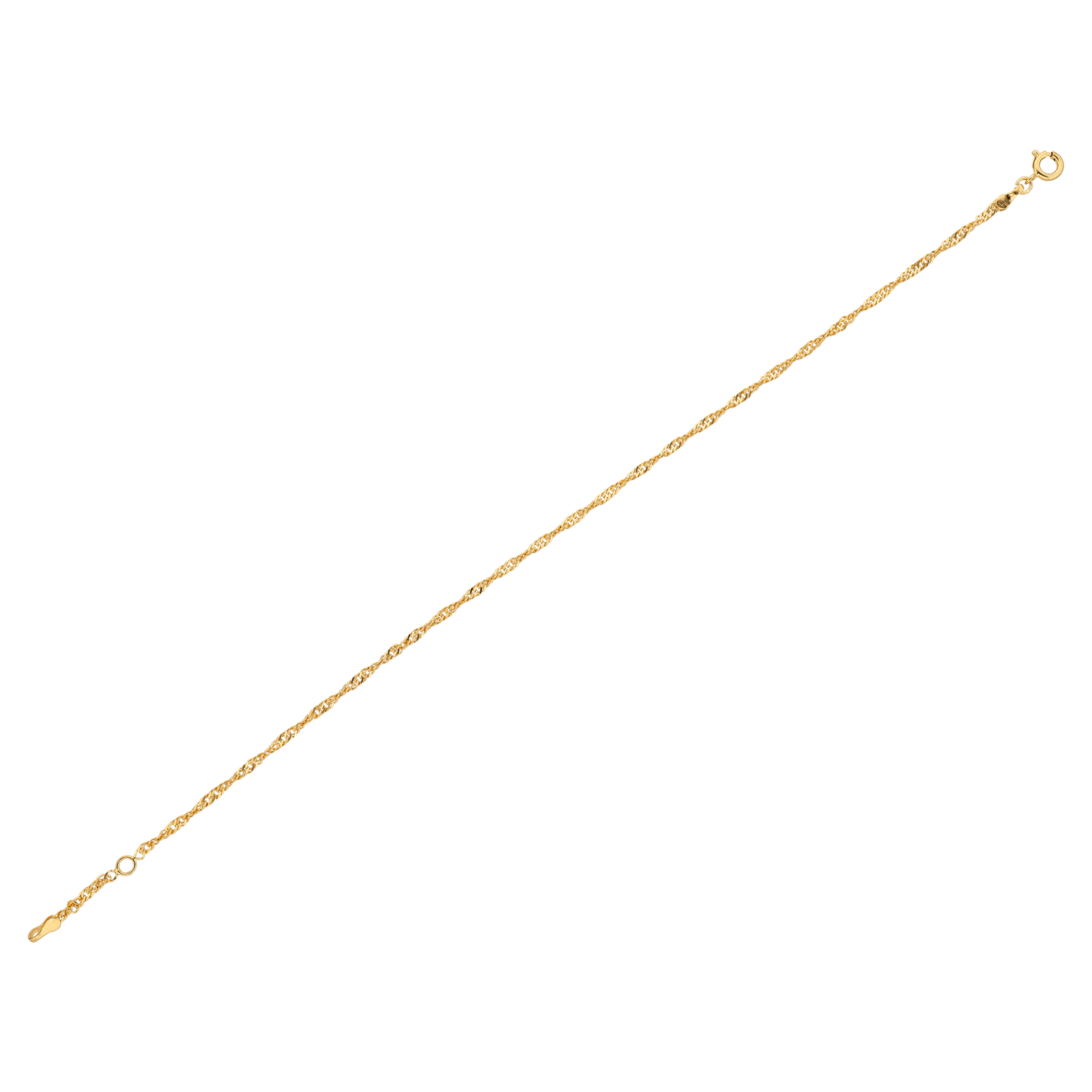 Chaîne Cheville Maille Singapour 2.2mm 23A25cm Plaqué Or