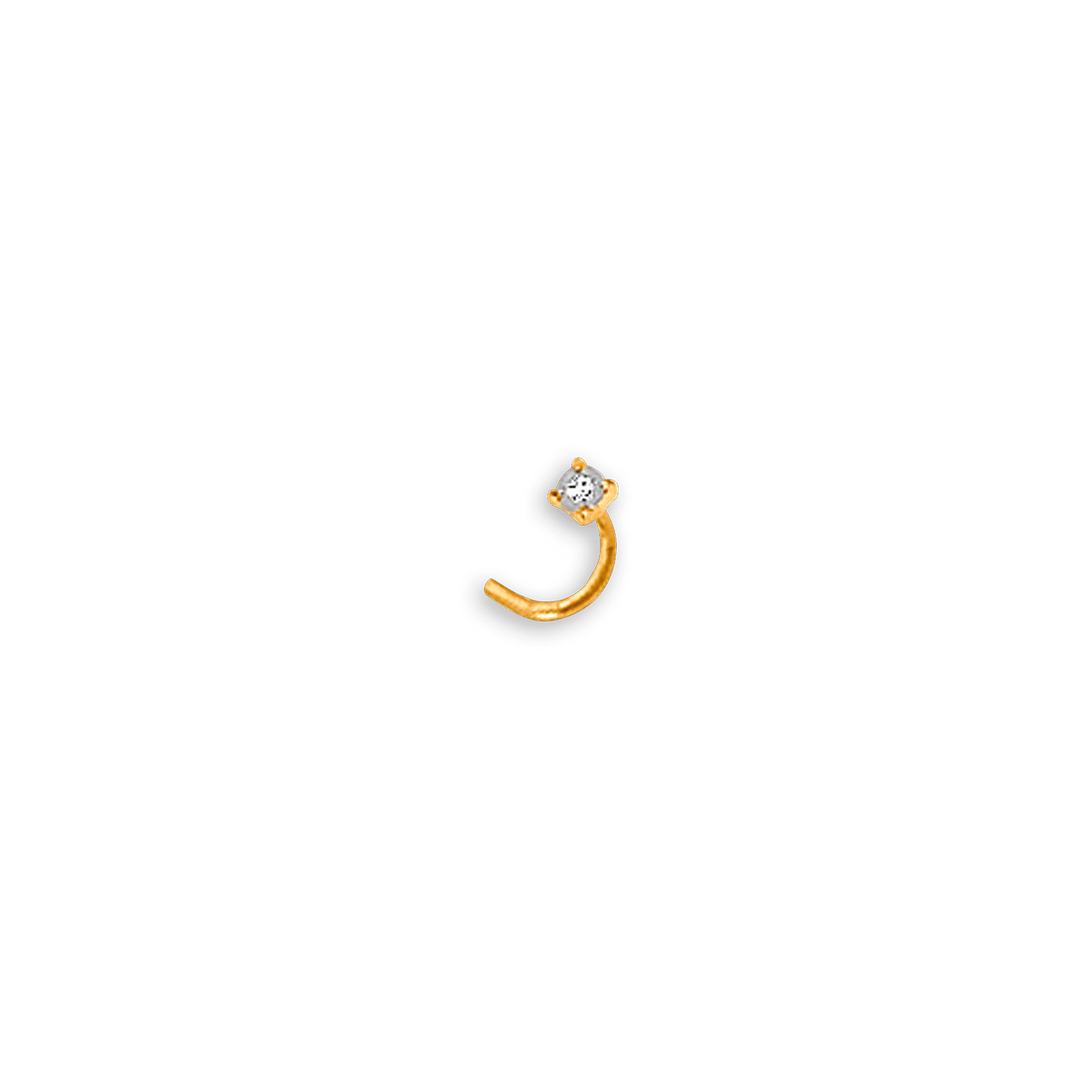 Piercing Nez Or 750 10mm Tige Courbée Diamant 0.006ct Griffes