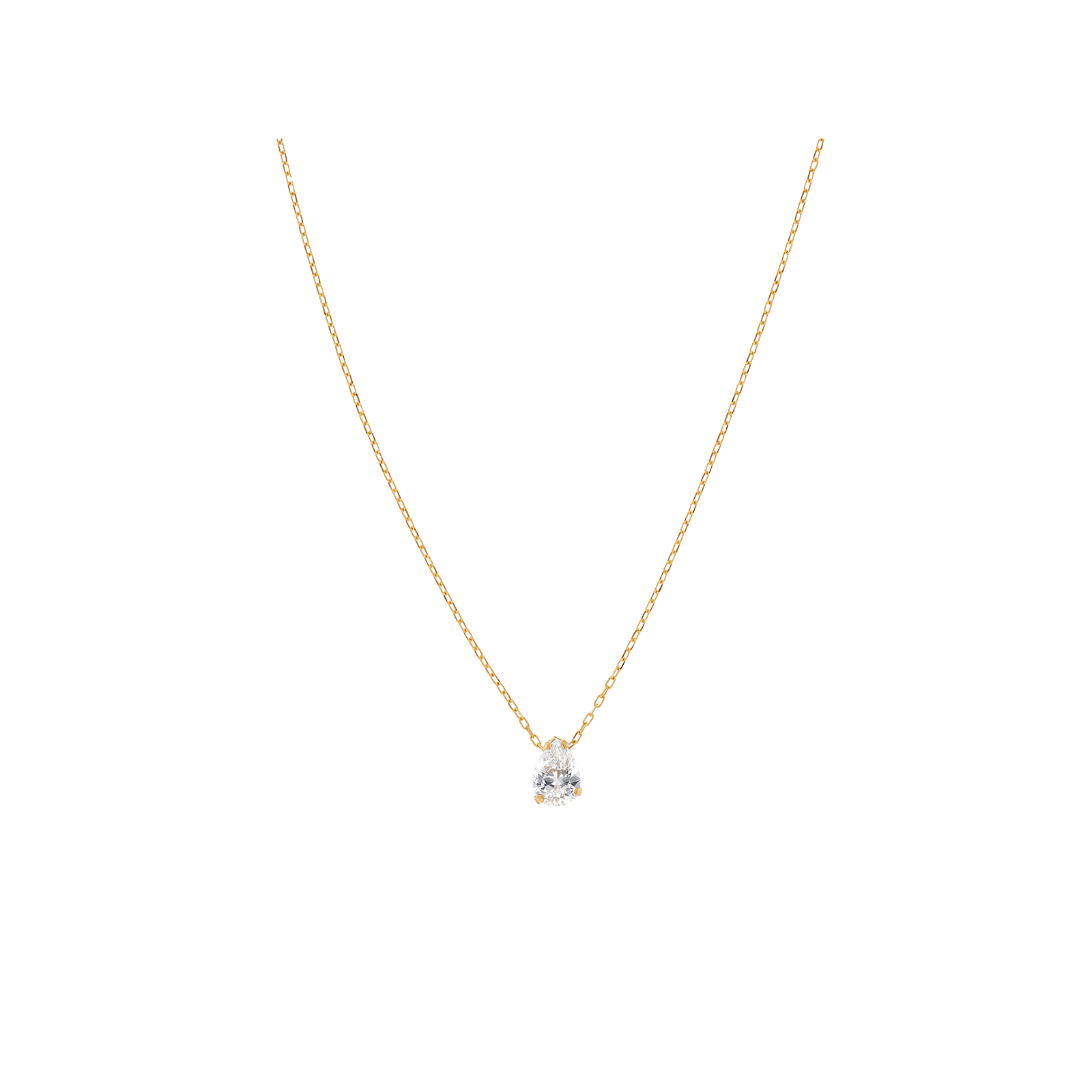 Collier Poire Oxyde de Zirconium blanc 42 plus 3 centimètres