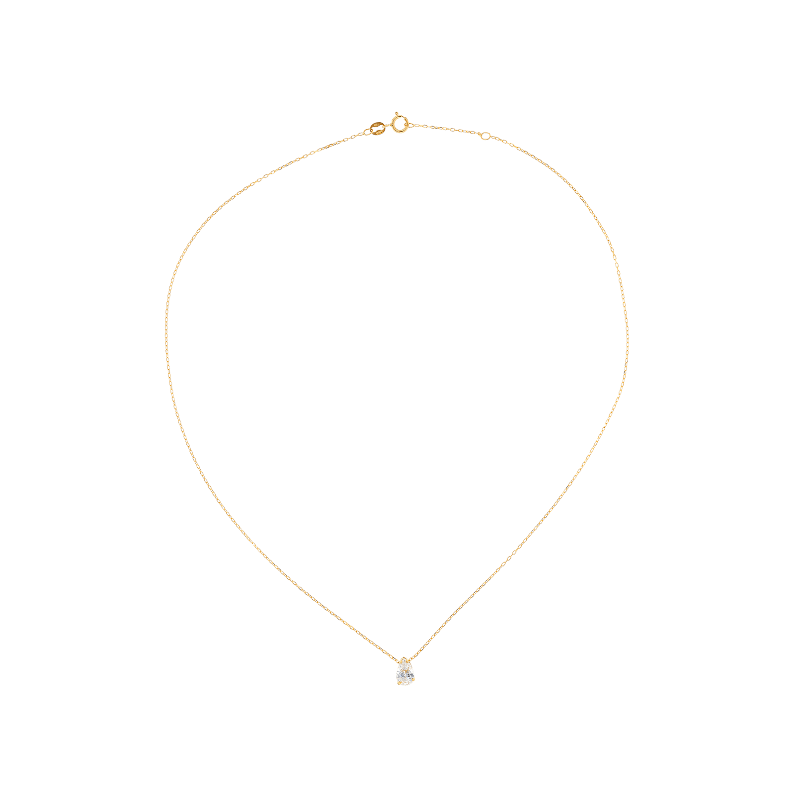 Collier Poire Oxyde de Zirconium blanc 42 plus 3 centimètres