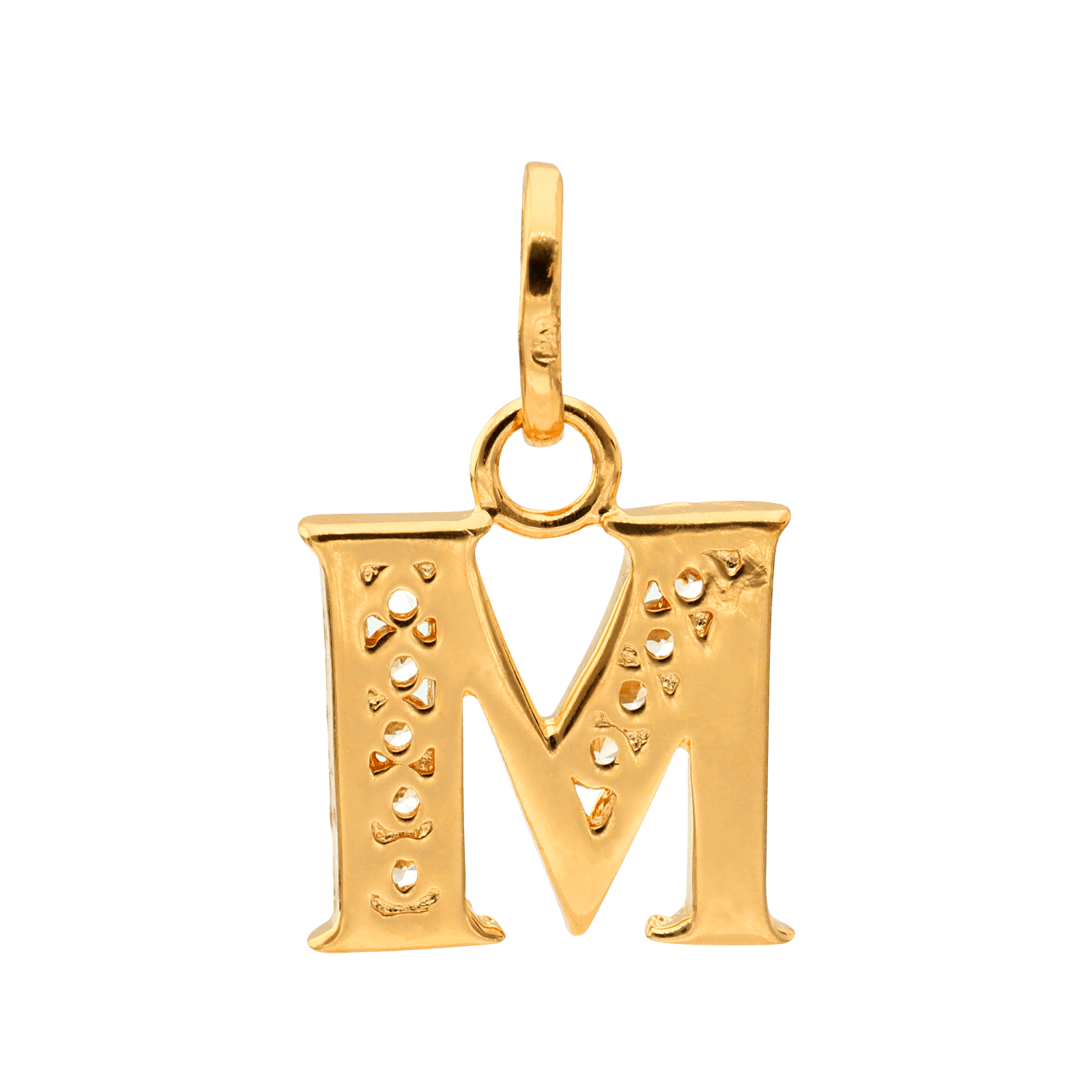 Pendentif Lettre M Zirconium 14*22mm Plaqué Or