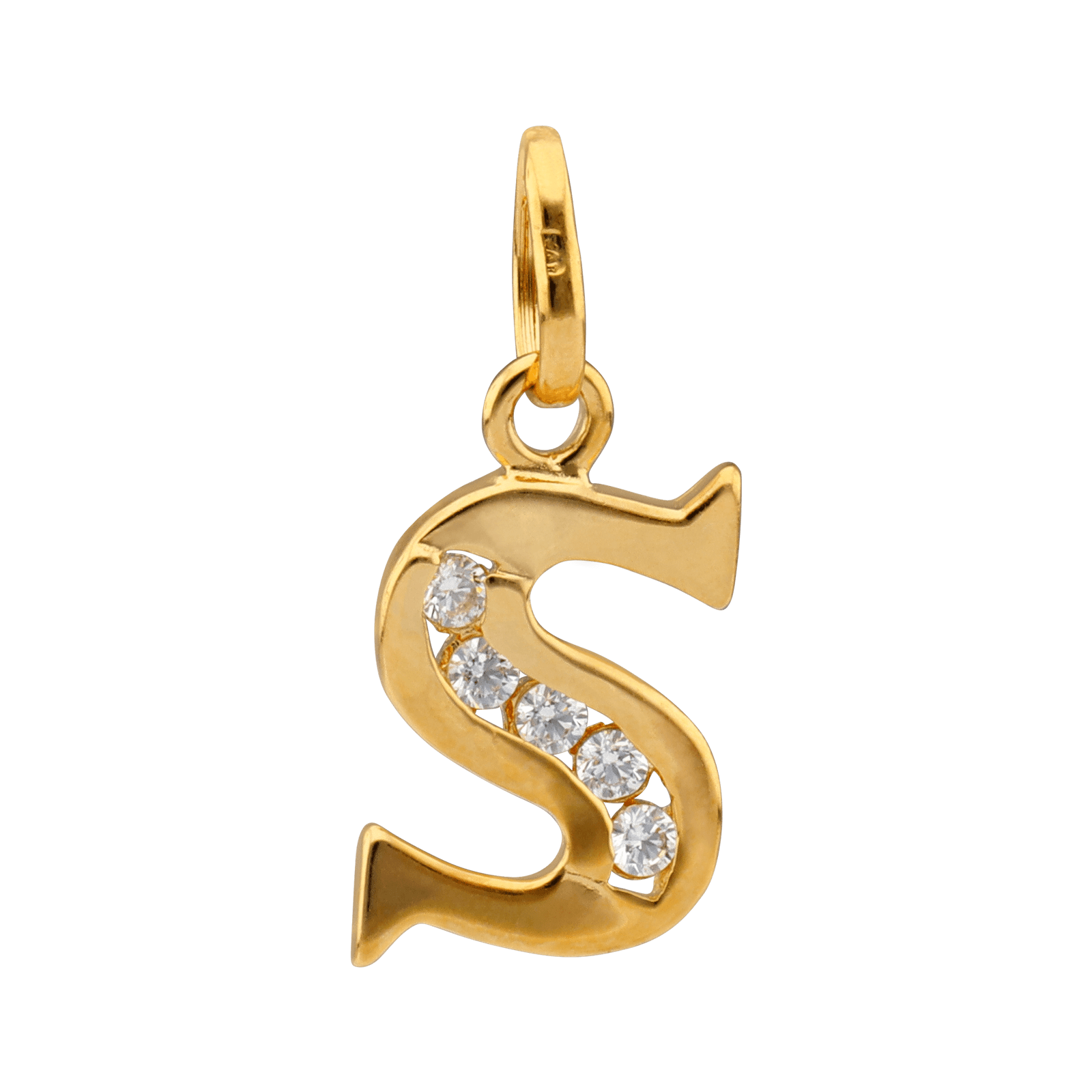Pendentif Lettre S Zirconium 11*22cm Plaqué Or