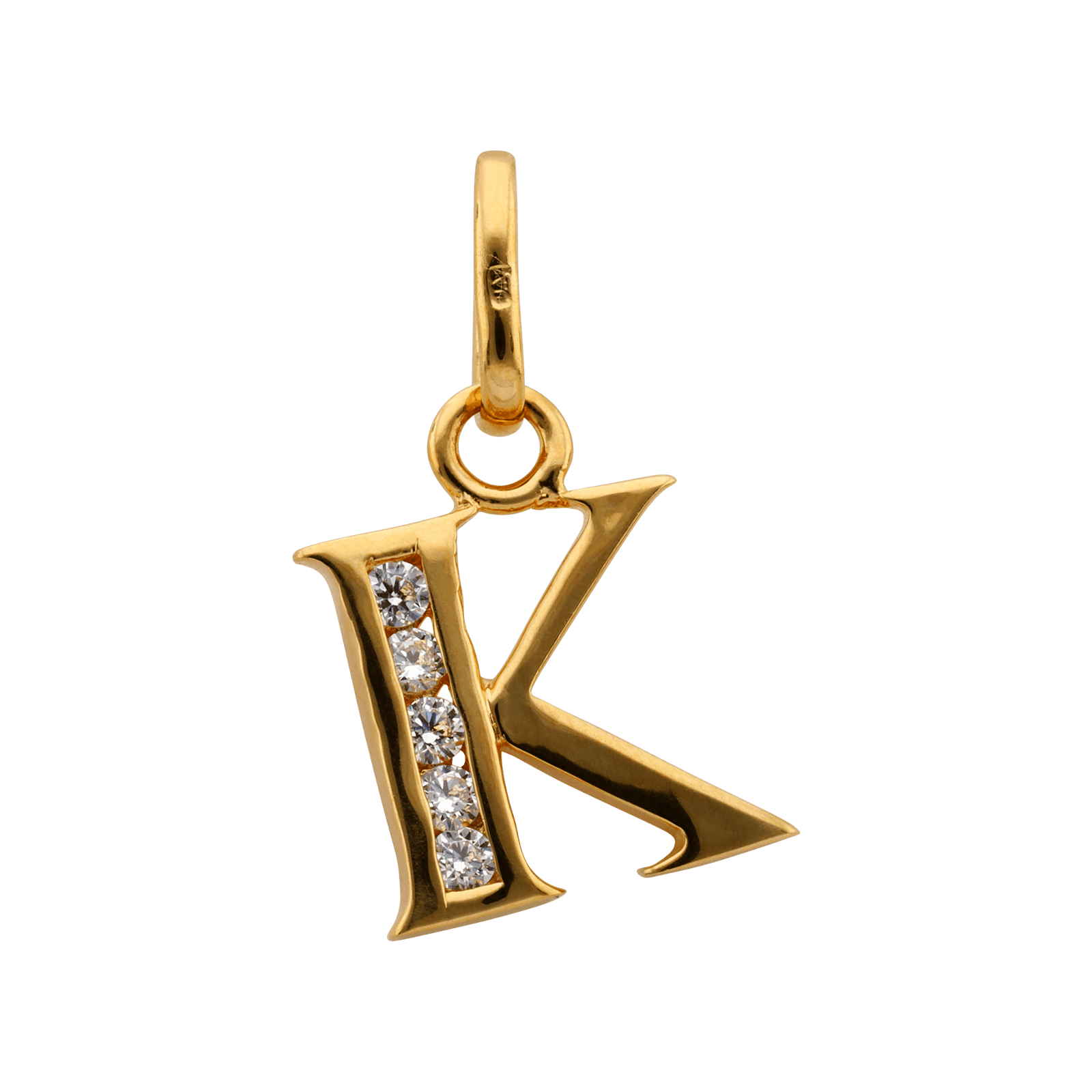 Pendentif Lettre K Zirconium 13*21mm Plaqué Or