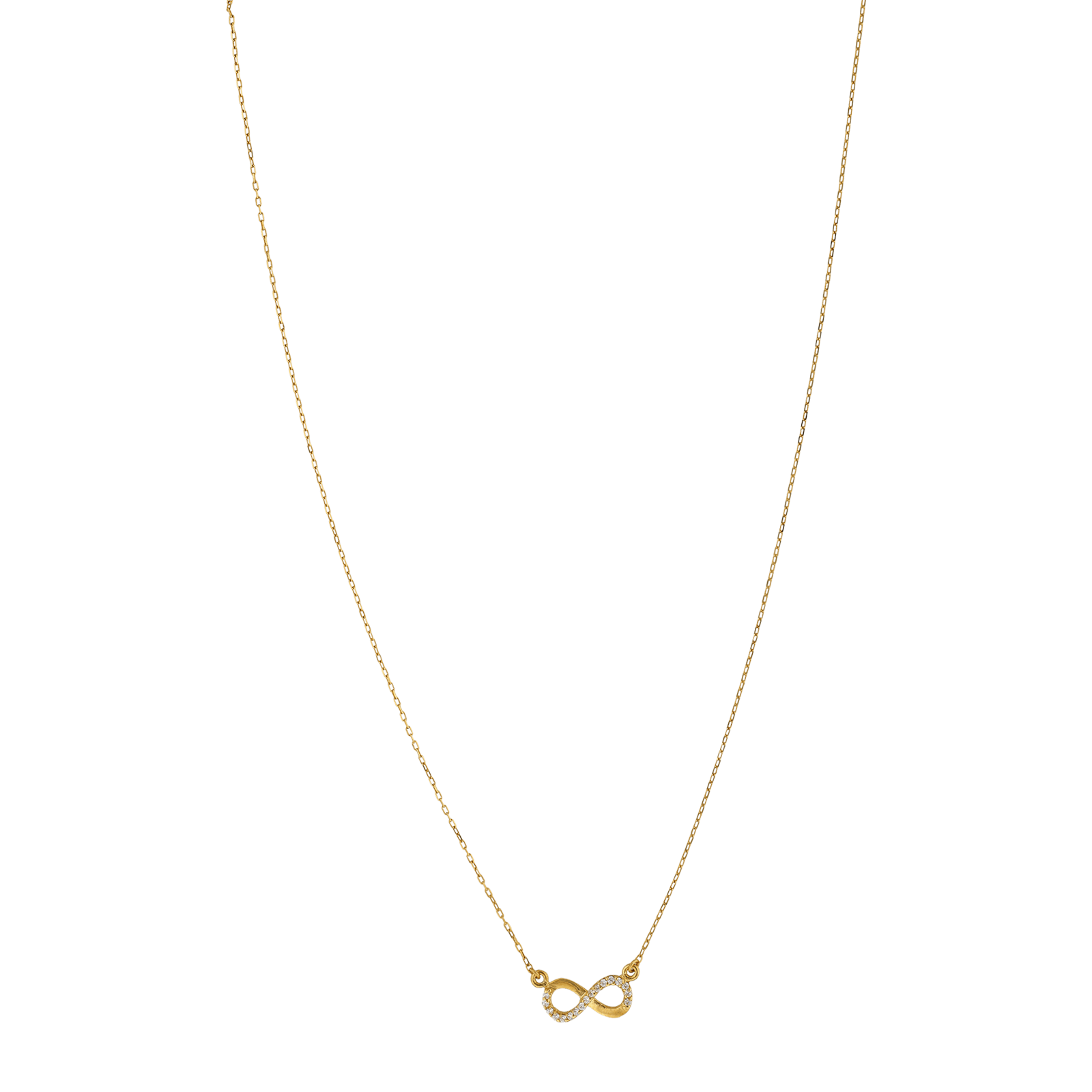 Collier Centre Infini Lisse et Oxyde de Zirconium 42 plus 3 centimètres