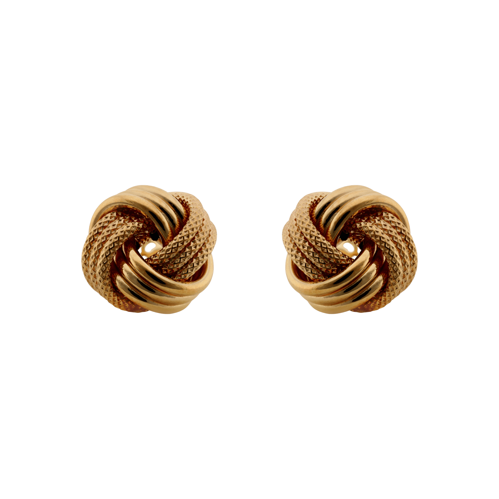boucles d'oreilles or nœud 3 fils lisse et godronné 12mm
