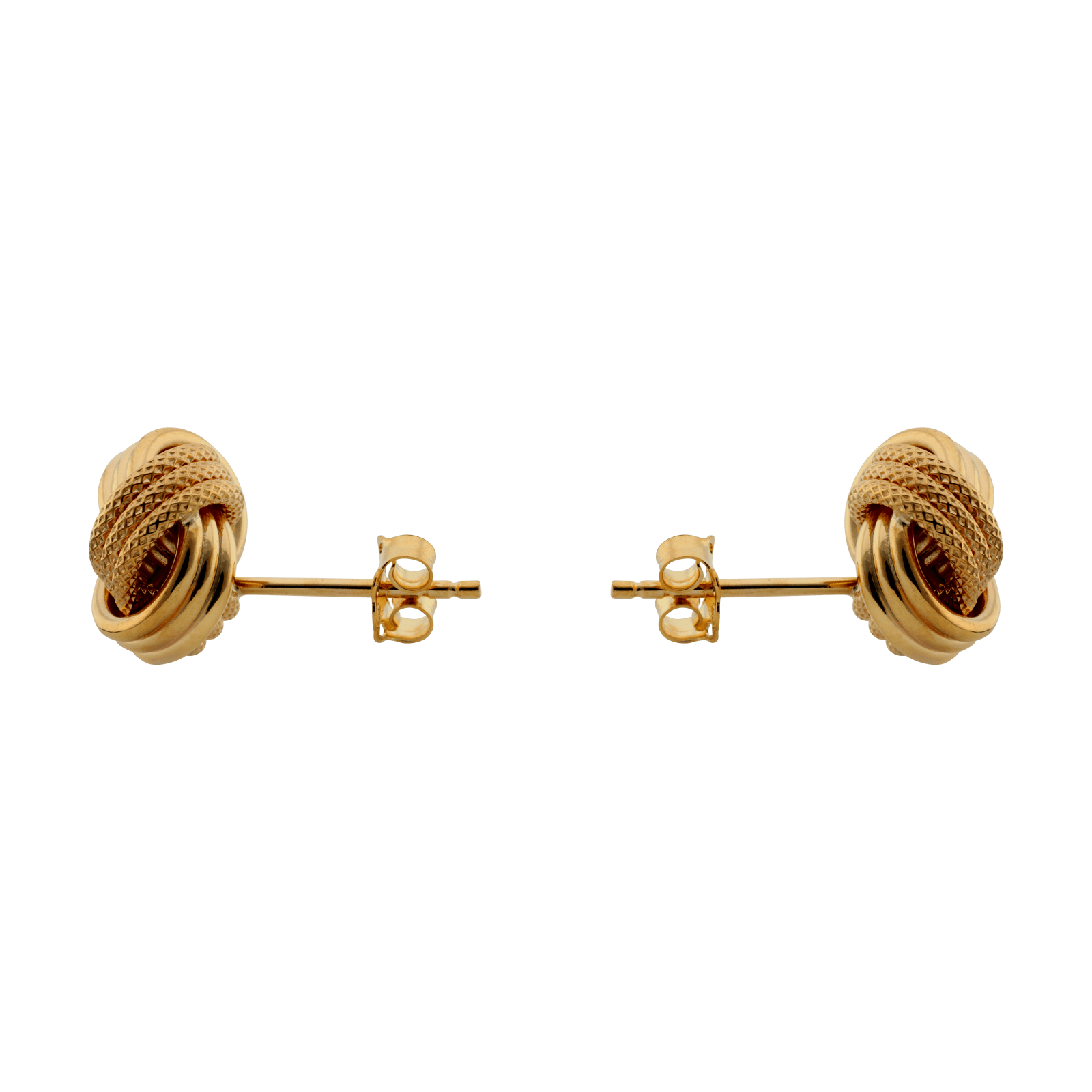 boucles d'oreilles or nœud 3 fils lisse et godronné 12mm