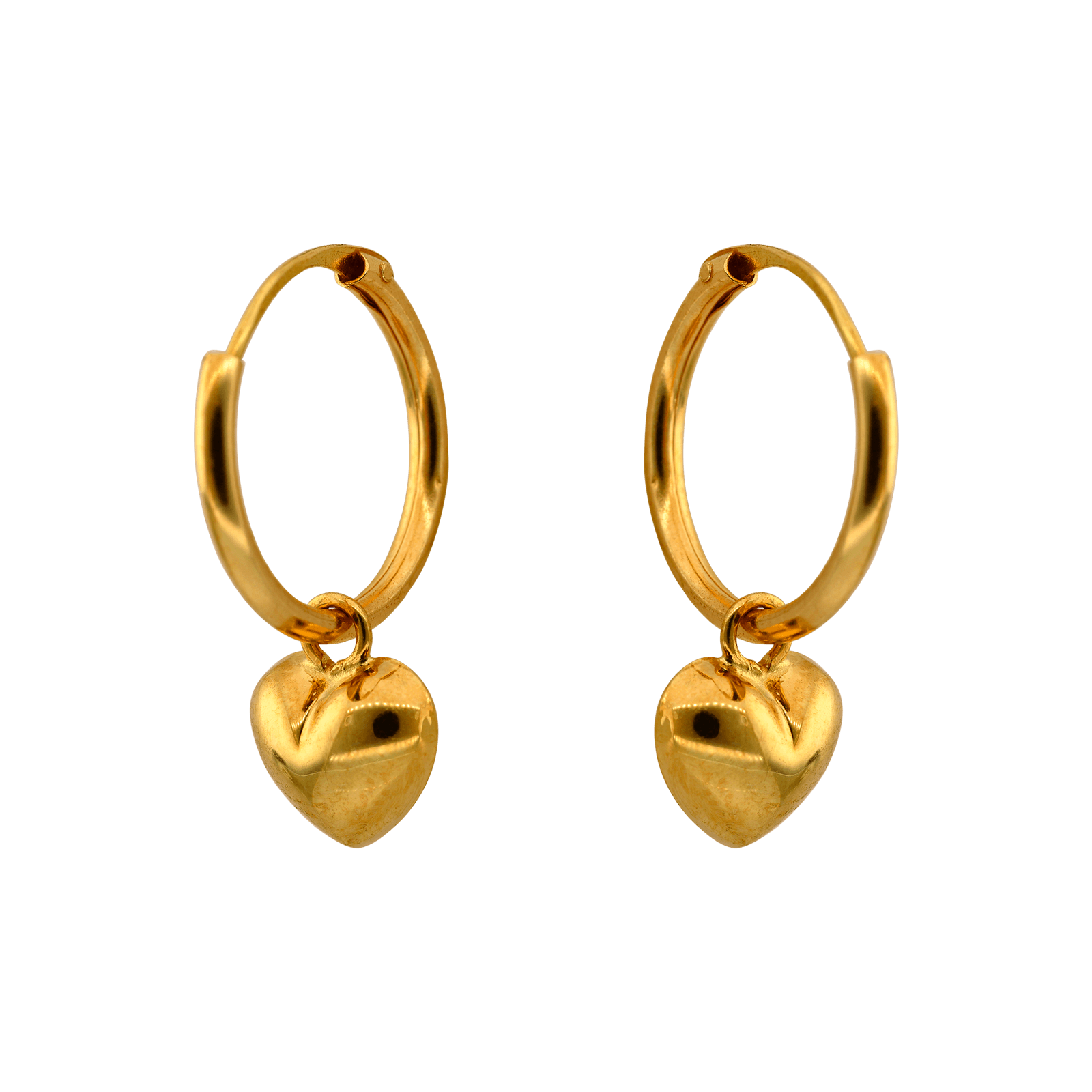 Boucles d'oreilles Créoles et coeur or750