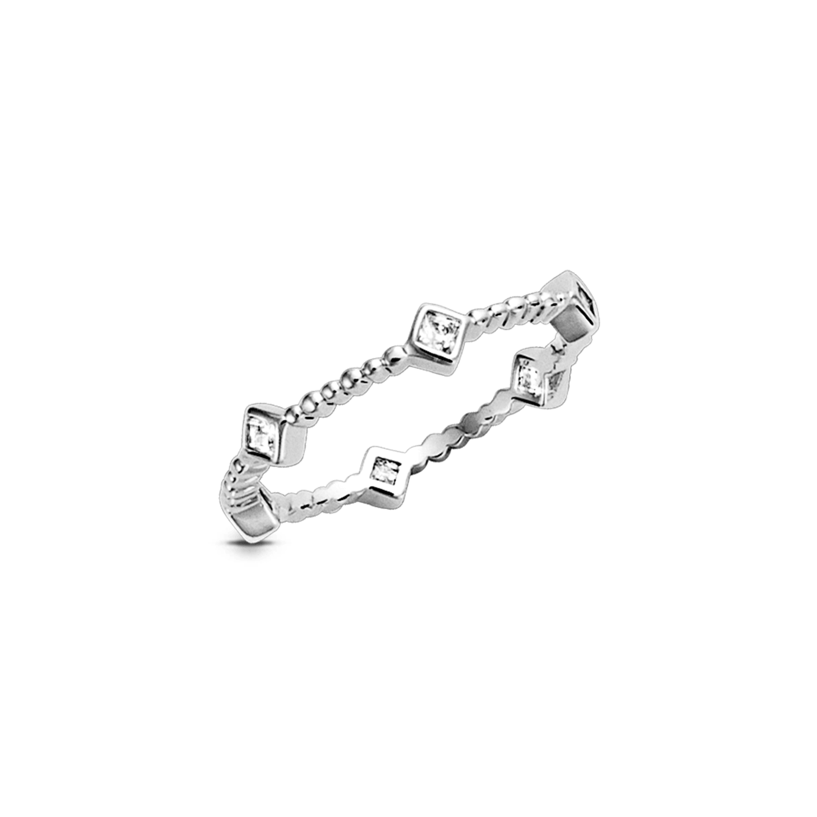 Bague Argent Rond alliance oxydes blancs avec serti clos carré