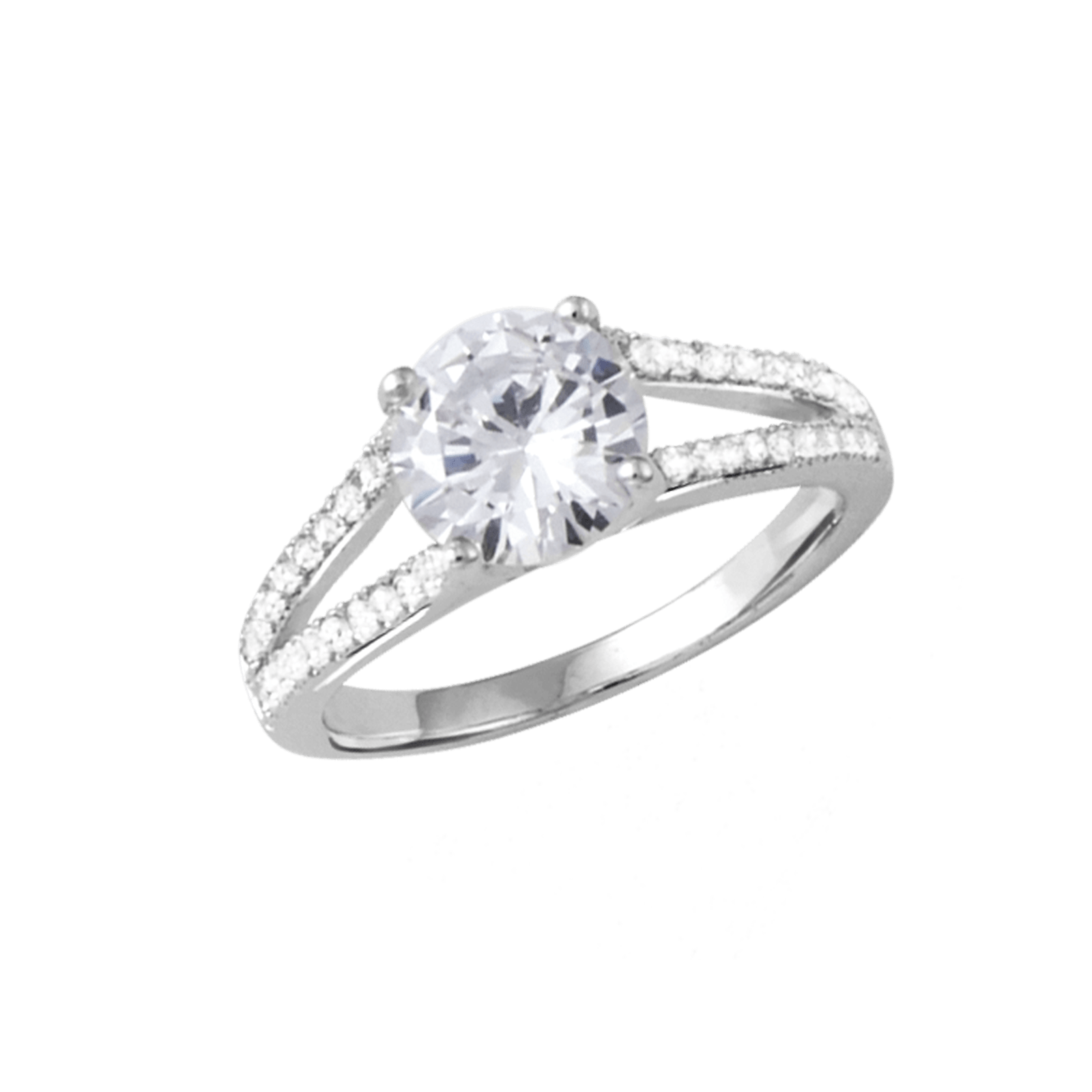Bague Argent Rond solitaire 8mm Oxydes blancs