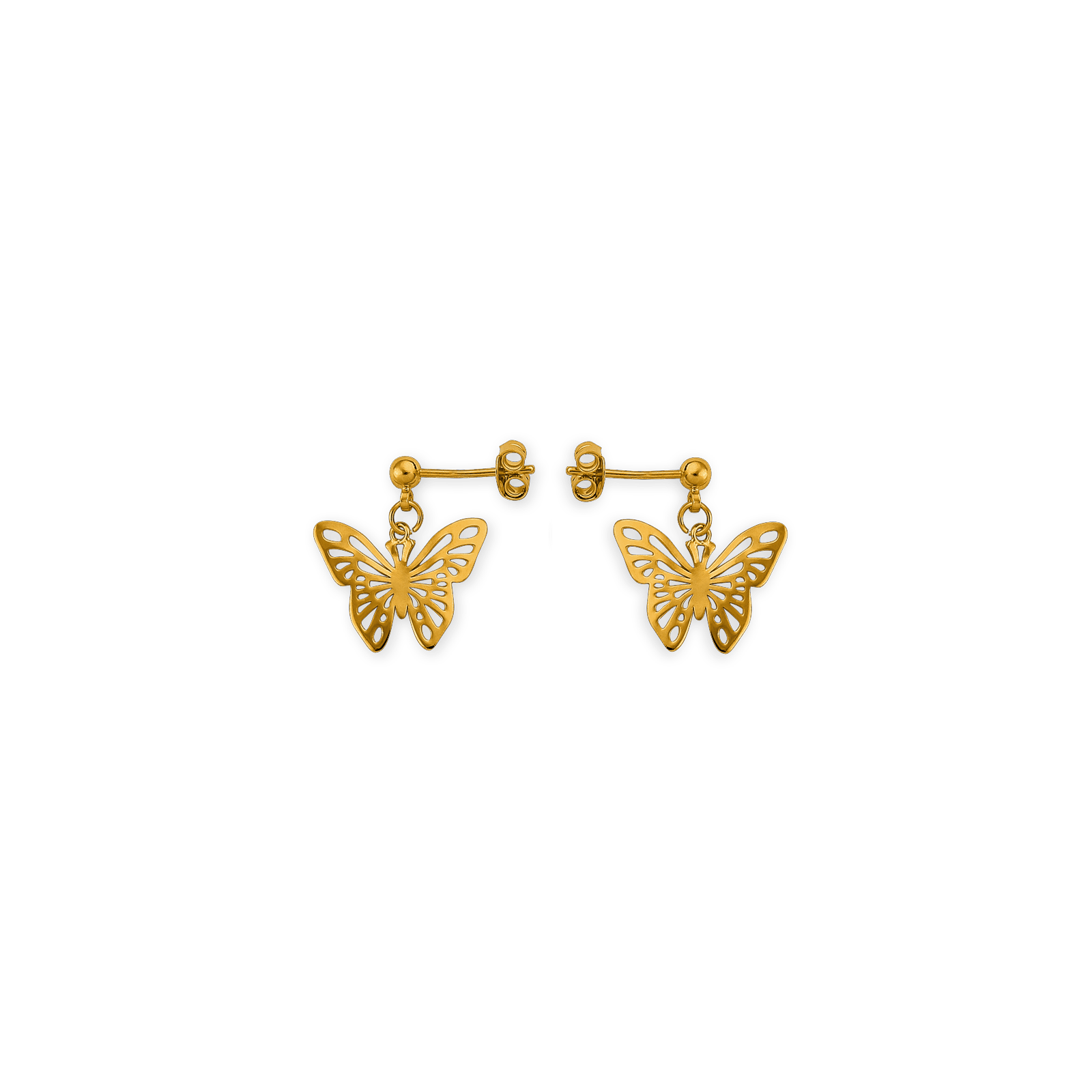 Boucles D'oreilles Plaqué Or Papillon 16*12mm Pendant 18mm Au Total
